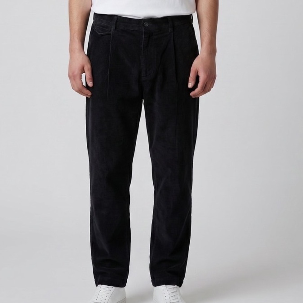 Jos A Bank Mens Black Corduroy Pleated Cuffed Trousers Pants 38x29 VTG Heritage